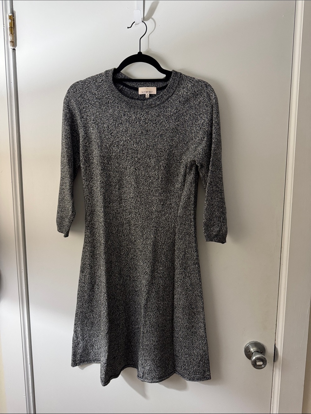 Sunday Best Heathered Grey Long Sleeve A-Line Dress
